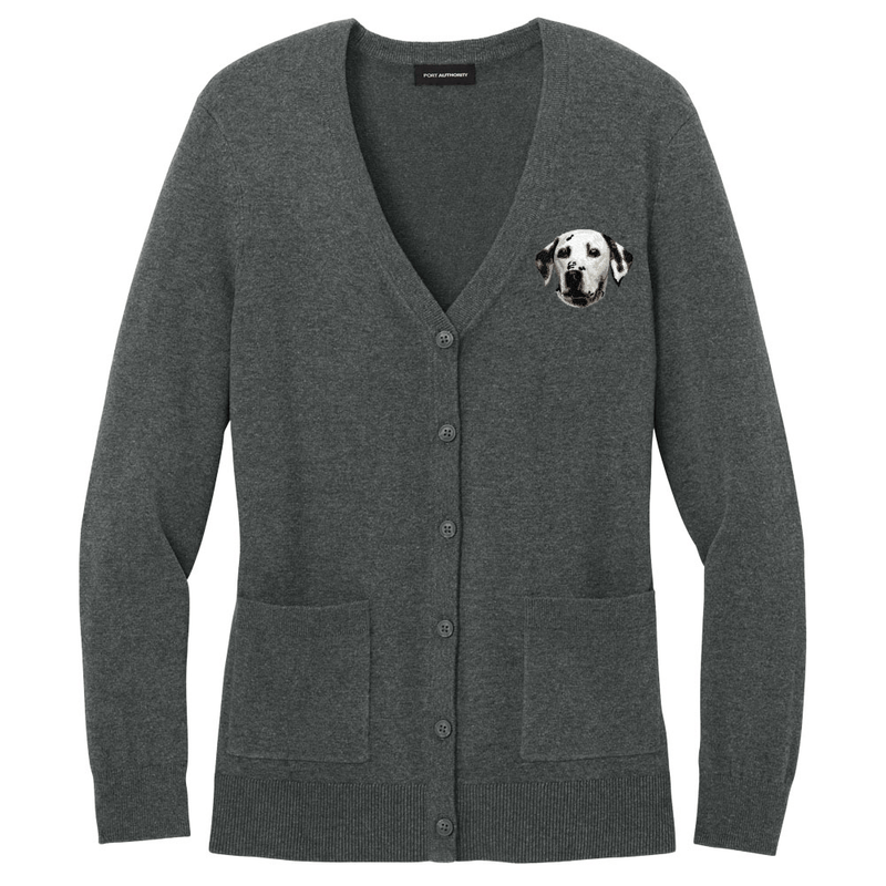 Dalmatian Embroidered Button-Up Cardigan Sweater
