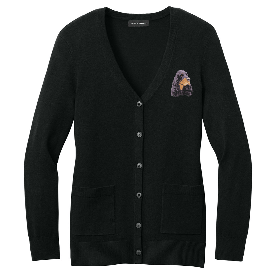Gordon Setter Embroidered Button-Up Cardigan Sweater
