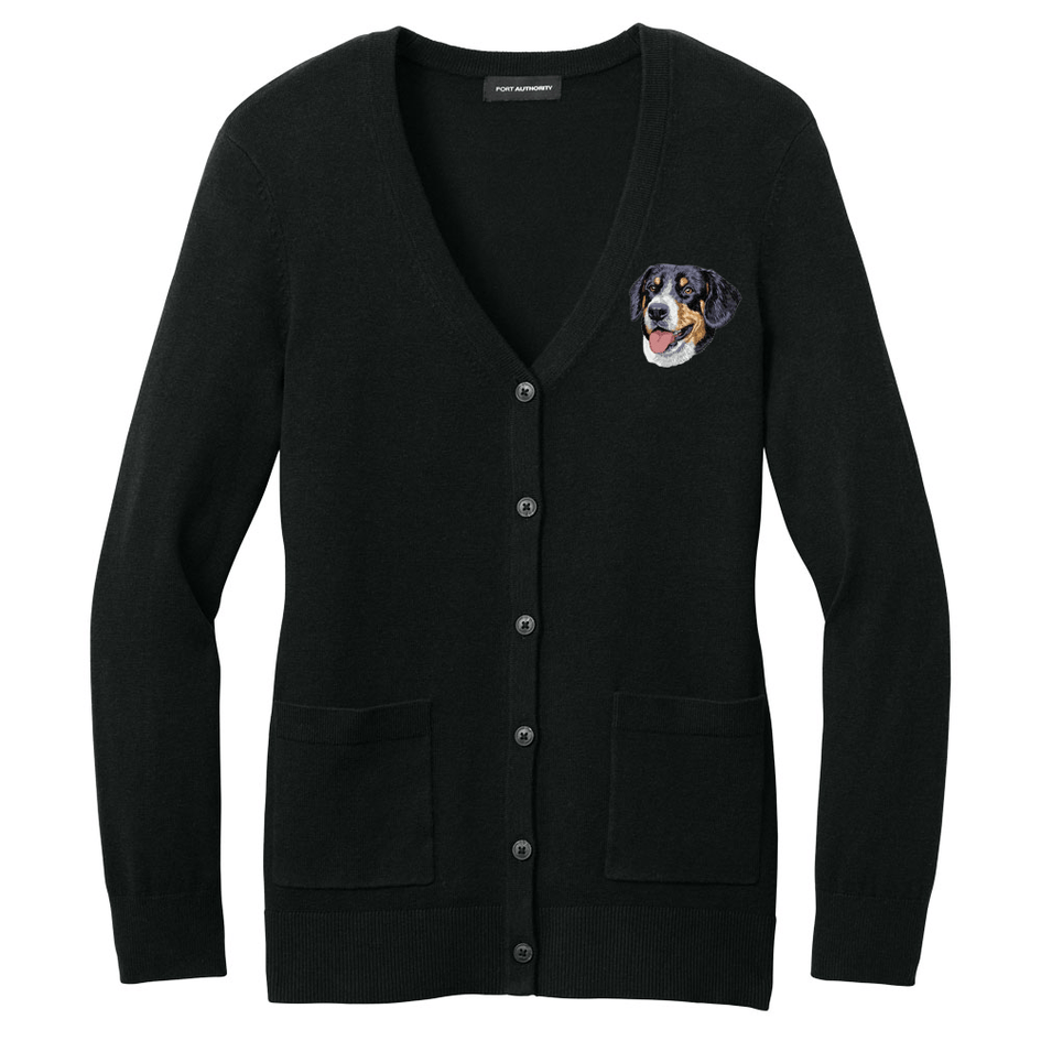 Greater Swiss Mountain Dog Embroidered Button-Up Cardigan Sweater