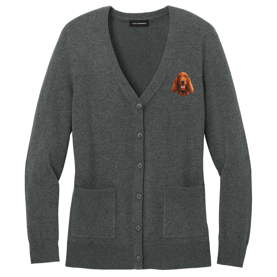 Irish Setter Embroidered Button-Up Cardigan Sweater