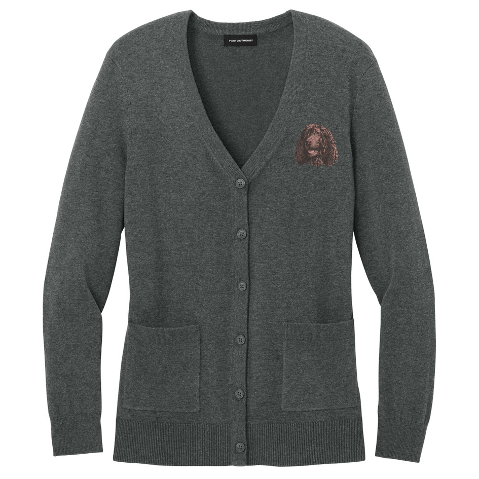 Irish Water Spaniel Embroidered Button-Up Cardigan Sweater
