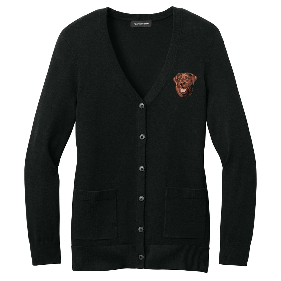 Labrador Retriever Embroidered Button-Up Cardigan Sweater