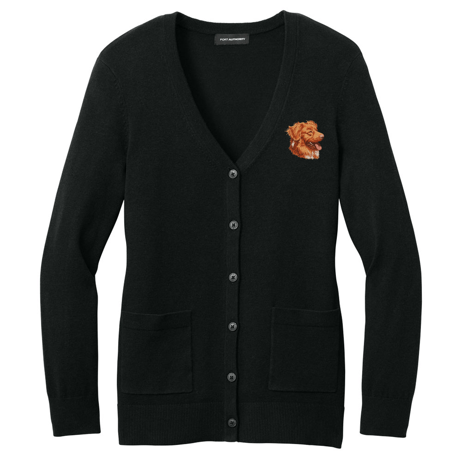 Nova Scotia Duck Tolling Retriever Embroidered Button-Up Cardigan Sweater