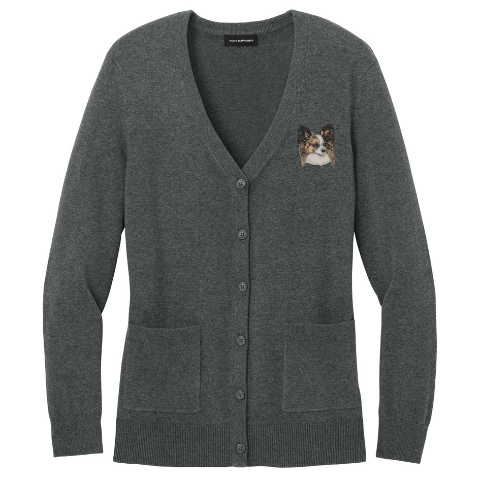 Papillon Embroidered Button-Up Cardigan Sweater