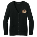 Pekingese Embroidered Button-Up Cardigan Sweater