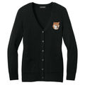 Shiba Inu Embroidered Button-Up Cardigan Sweater