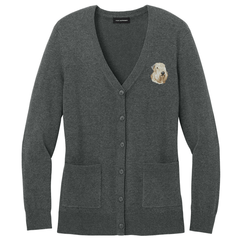 Soft Coated Wheaten Terrier Embroidered Button-Up Cardigan Sweater