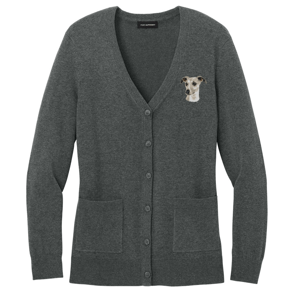 Whippet Embroidered Button-Up Cardigan Sweater