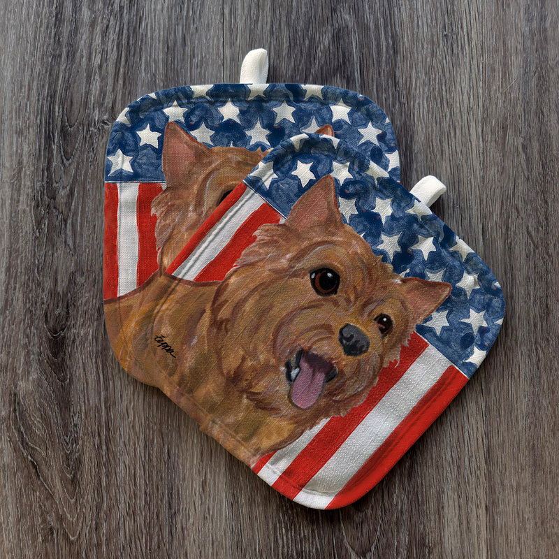 Norwich Terrier  Americana Pot Holder Set