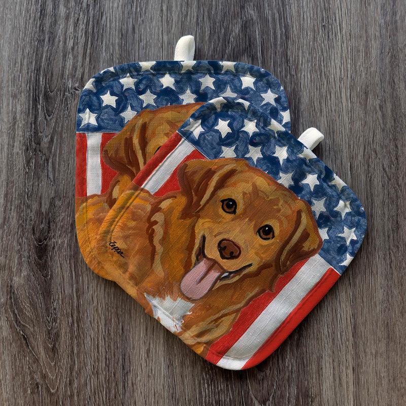 Nova Scotia Duck Toller  Americana Pot Holder Set