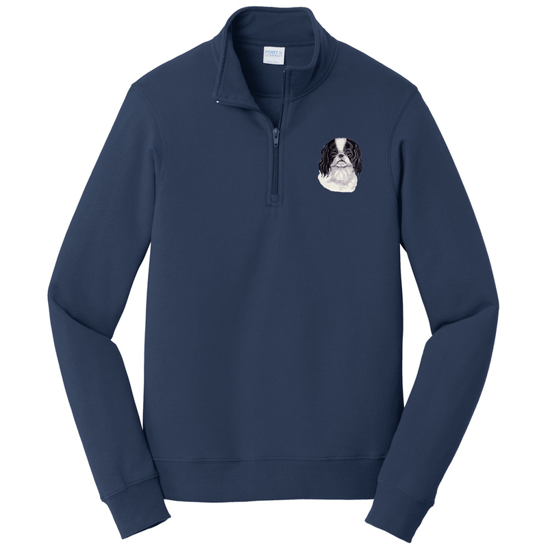 Japanese Chin Embroidered Unisex Quarter Zip