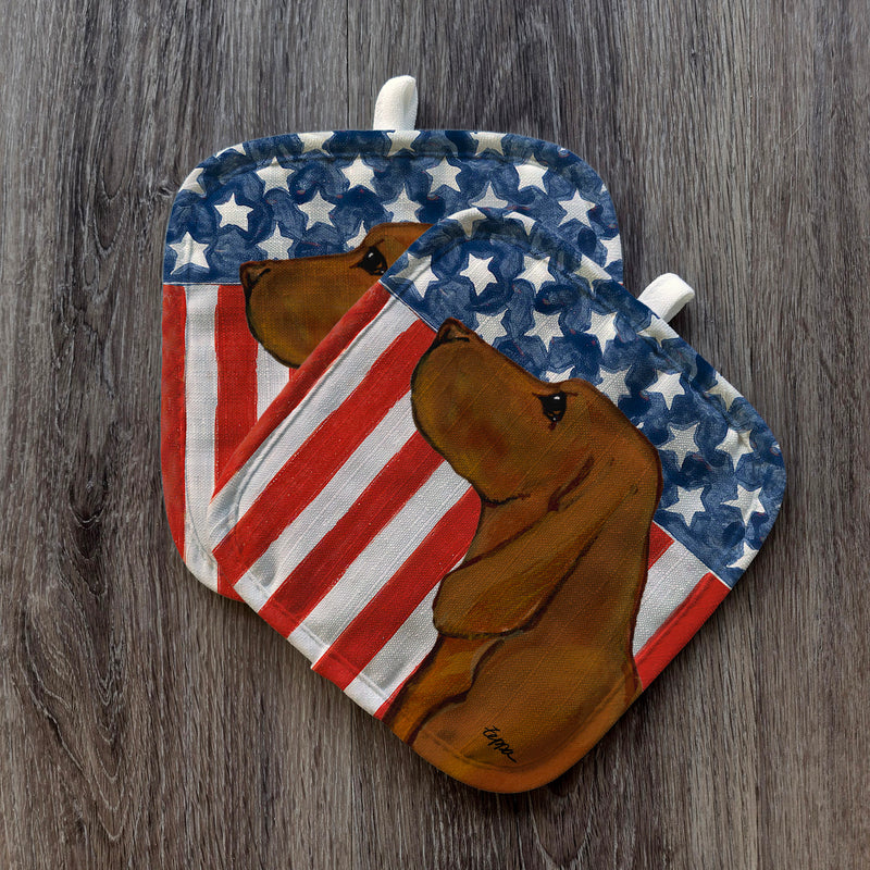 Redbone Coonhound  Americana Pot Holder Set