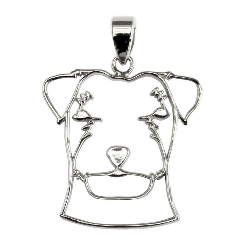 Russell Terrier in Sterling Silver Silhouette Head Pendant