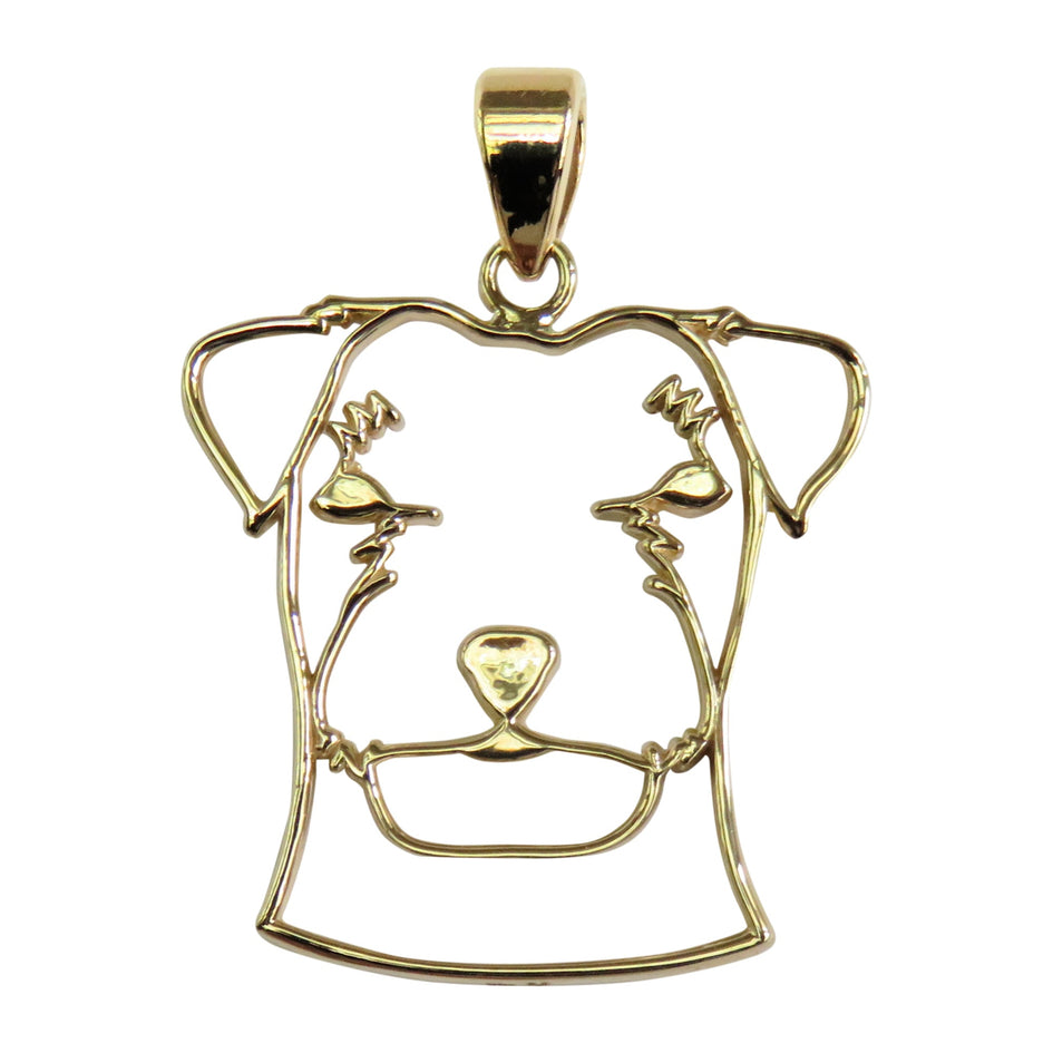 Russell Terrier in 14K Gold Silhouette Cut Out Head Pendant
