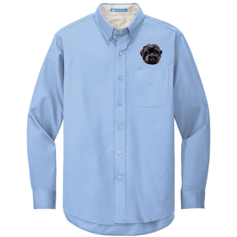 Affenpinscher Embroidered Long Sleeve Button Up Shirt