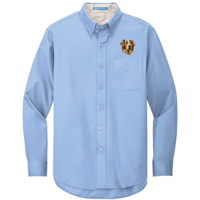 Australian Shepherd Embroidered Long Sleeve Button Up Shirt