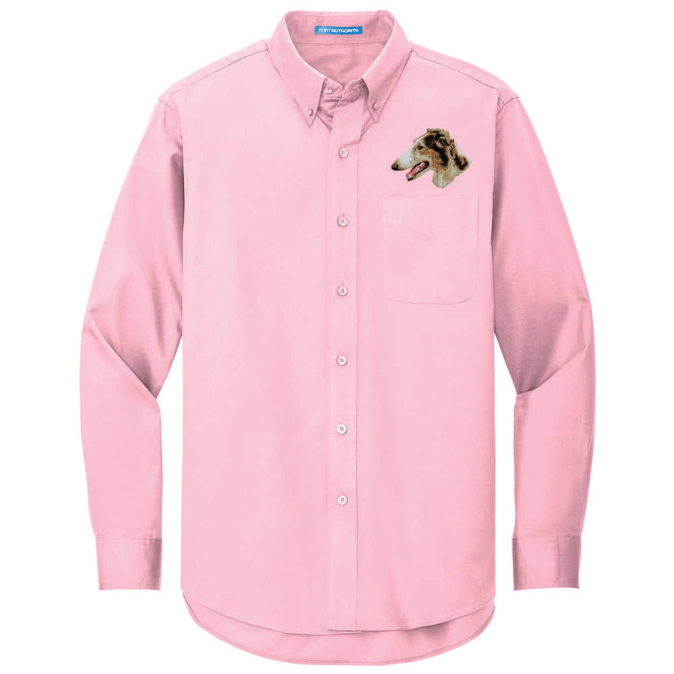 Borzoi Embroidered Long Sleeve Button Up Shirt