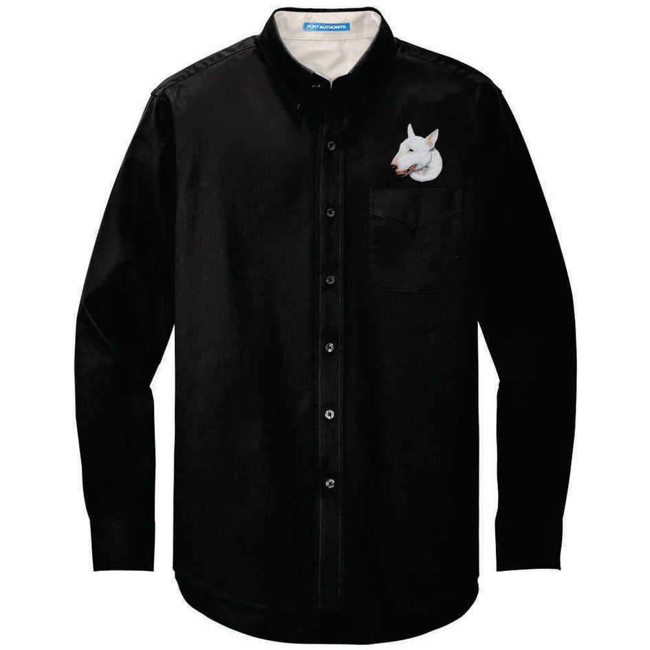 Bull Terrier Embroidered Long Sleeve Button Up Shirt