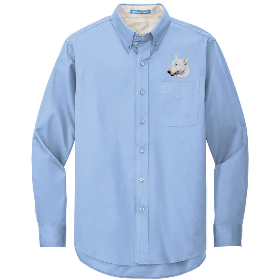 Bull Terrier Embroidered Long Sleeve Button Up Shirt
