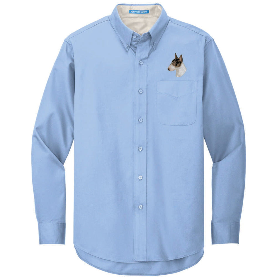 Bull Terrier Embroidered Long Sleeve Button Up Shirt