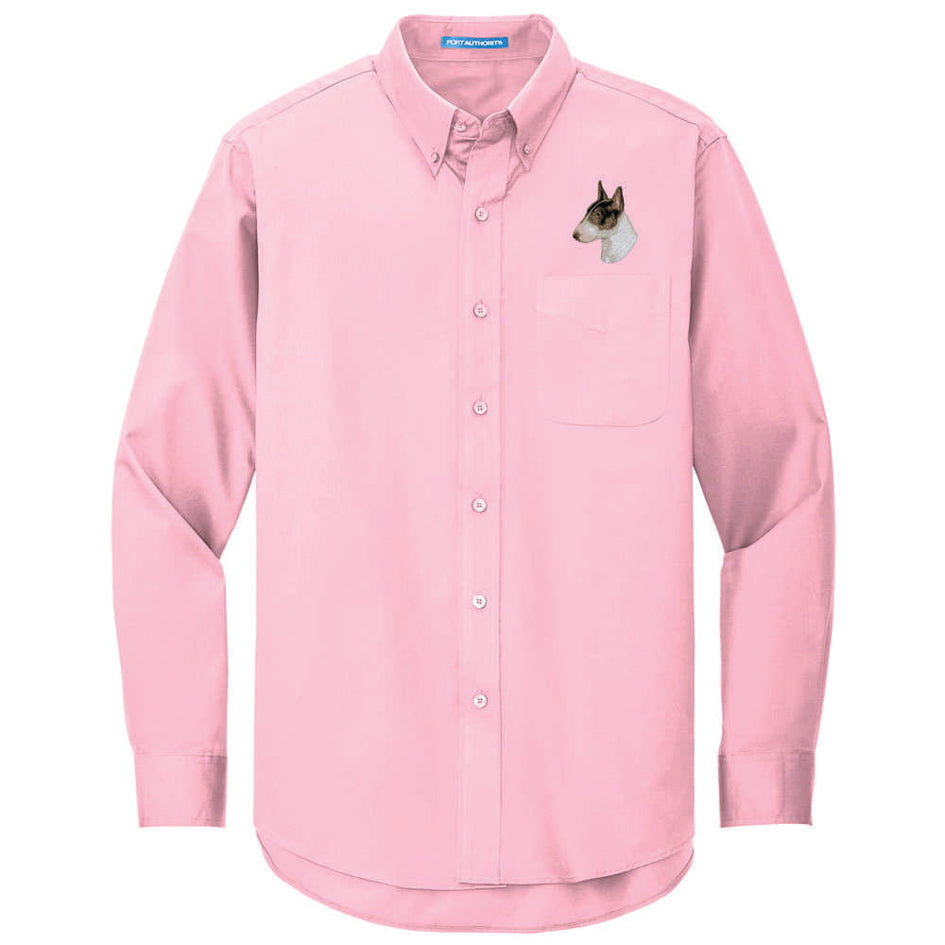 Bull Terrier Embroidered Long Sleeve Button Up Shirt