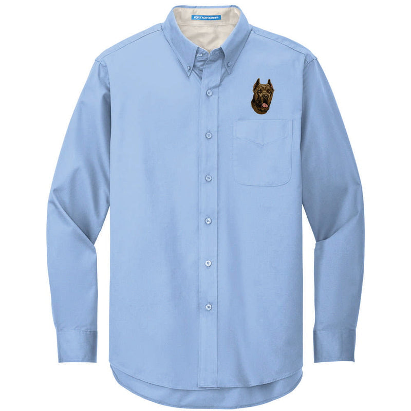 Cane Corso Embroidered Long Sleeve Button Up Shirt