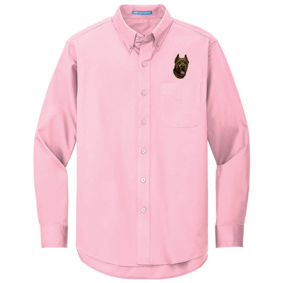 Cane Corso Embroidered Long Sleeve Button Up Shirt