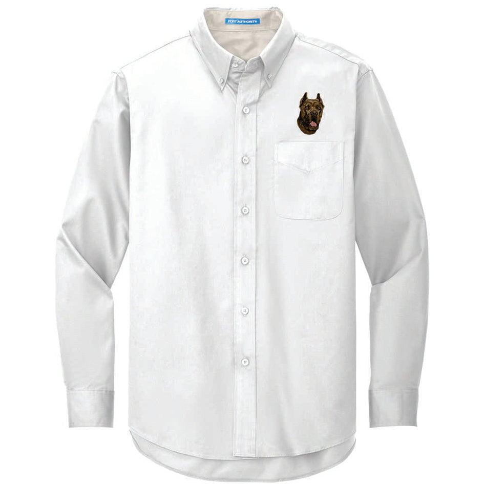 Cane Corso Embroidered Long Sleeve Button Up Shirt