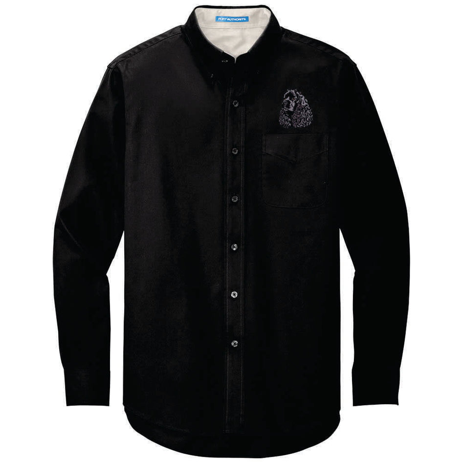 Cocker Spaniel Embroidered Long Sleeve Button Up Shirt