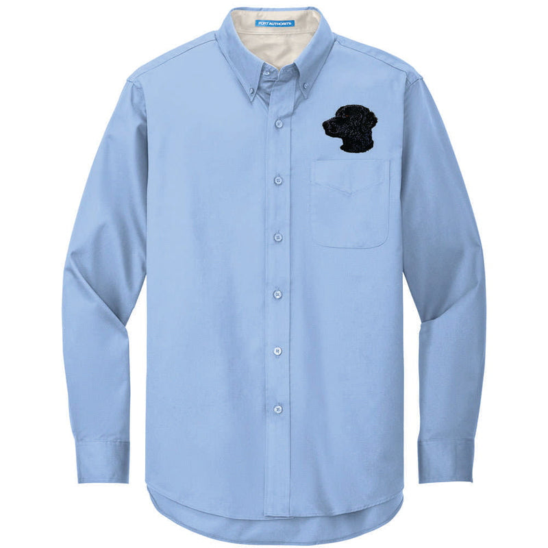 Curly-Coated Retriever Embroidered Long Sleeve Button Up Shirt