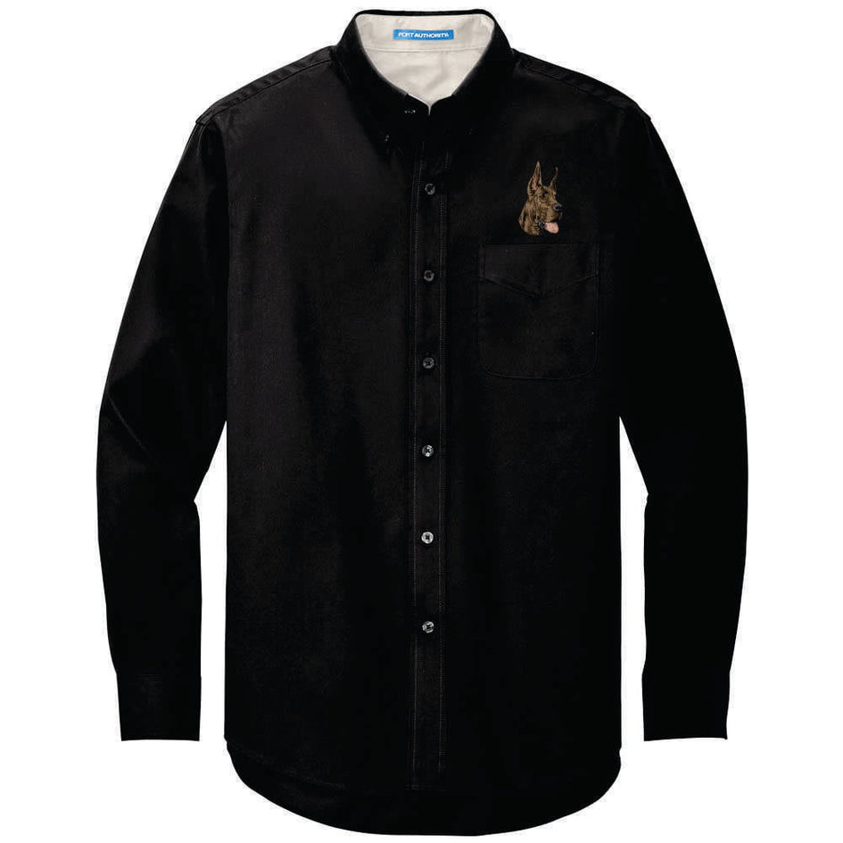 Great Dane Embroidered Long Sleeve Button Up Shirt