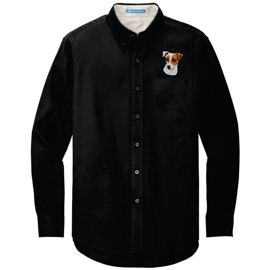 Parson Russell Terrier Embroidered Long Sleeve Button Up Shirt