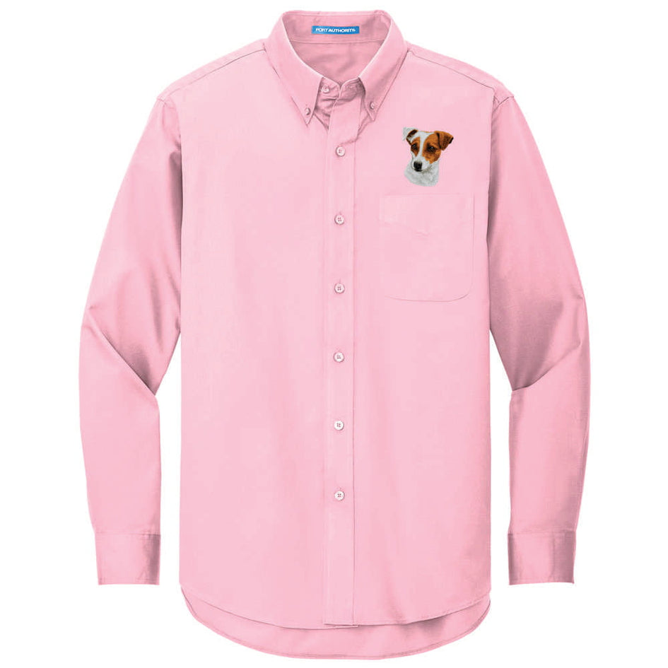 Parson Russell Terrier Embroidered Long Sleeve Button Up Shirt
