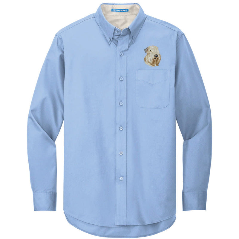 Soft Coated Wheaten Terrier Embroidered Long Sleeve Button Up Shirt