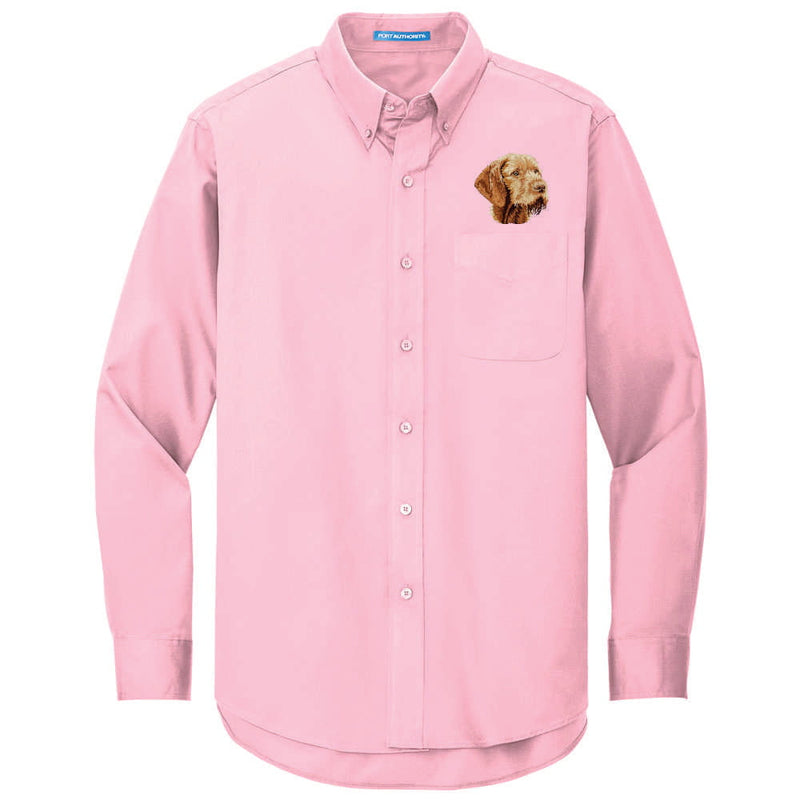 Wirehaired Vizsla Embroidered Long Sleeve Button Up Shirt