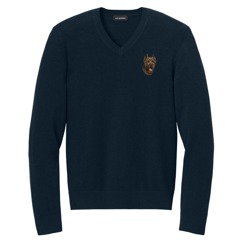 Cane Corso Embroidered V-Neck Sweater