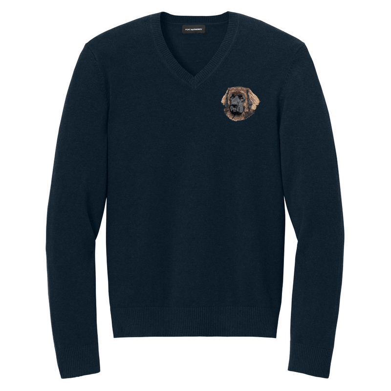 Leonberger Embroidered V-Neck Sweater