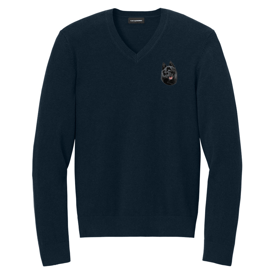 Schipperke Embroidered V-Neck Sweater