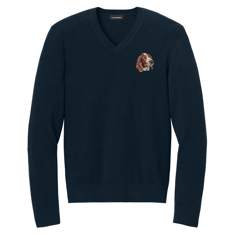 Welsh Springer Spaniel Embroidered V-Neck Sweater