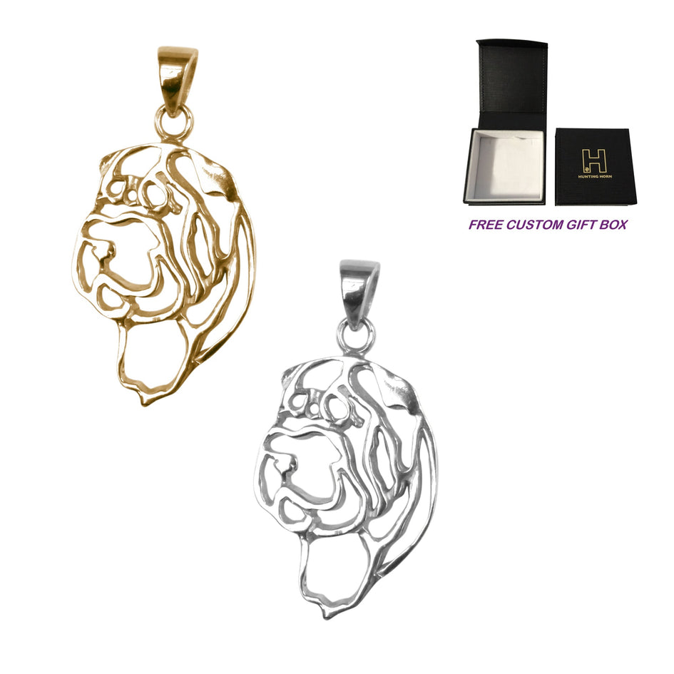 Shar-Pei in Sterling Silver Silhoutte Head Pendant