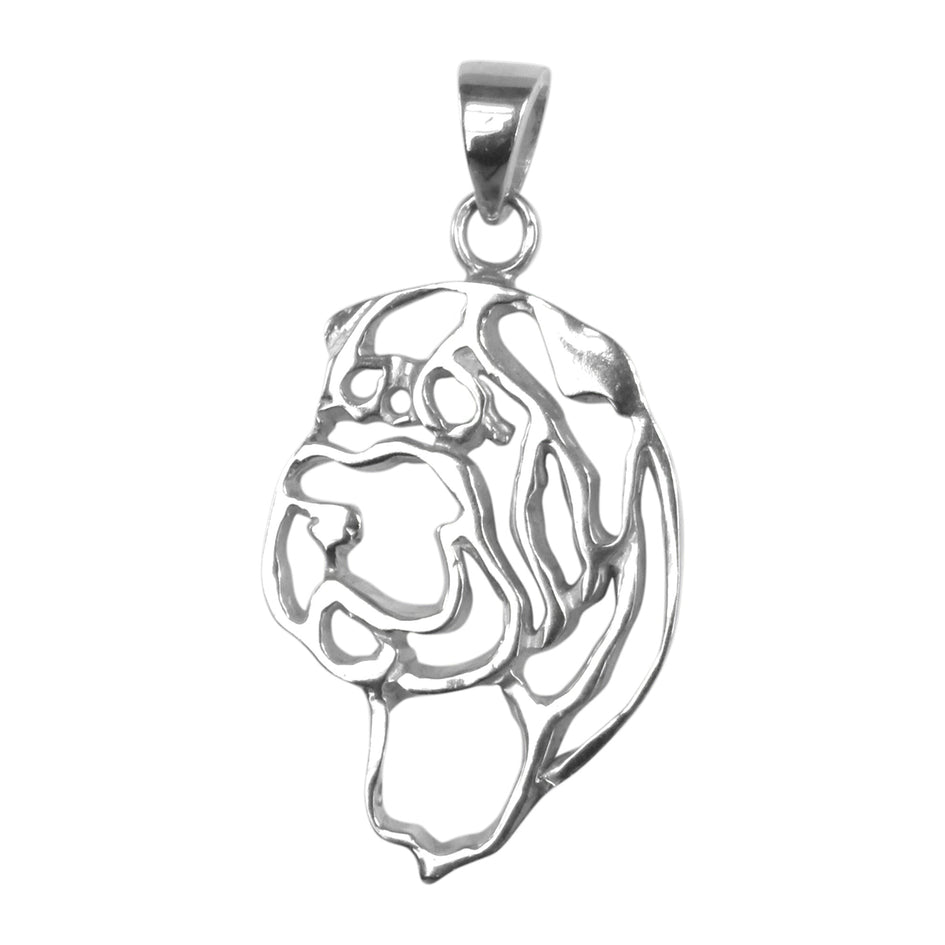 Shar-Pei in Sterling Silver Silhoutte Head Pendant