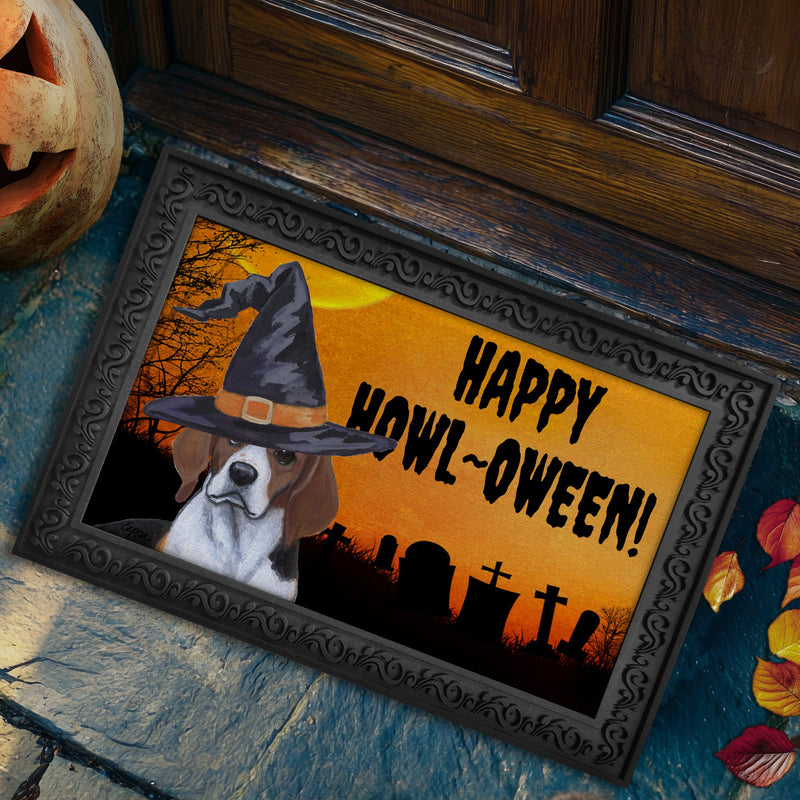 Beagle HAPPY HOWL-OWEEN Welcome Mat