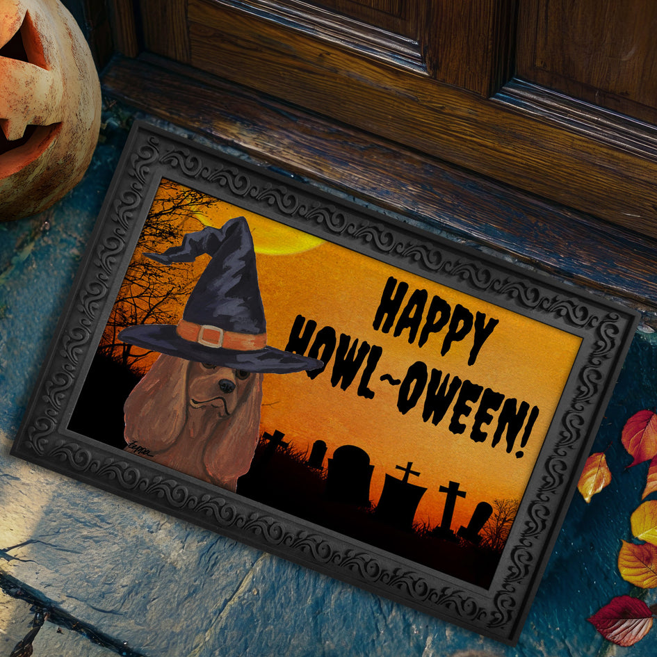 Cavalier King Charles Spaniel HAPPY HOWL-OWEEN Welcome Mat
