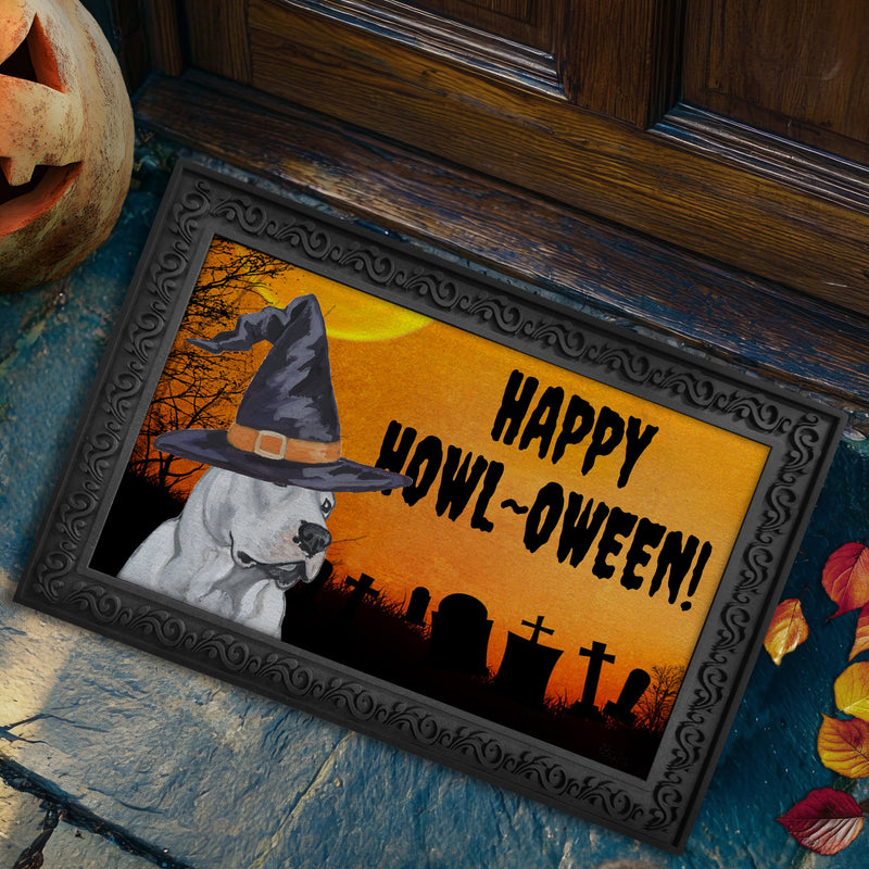 Dogo Argentino HAPPY HOWL-OWEEN Welcome Mat