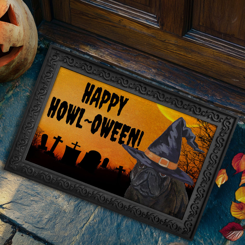 French Bulldog HAPPY HOWL-OWEEN Welcome Mat