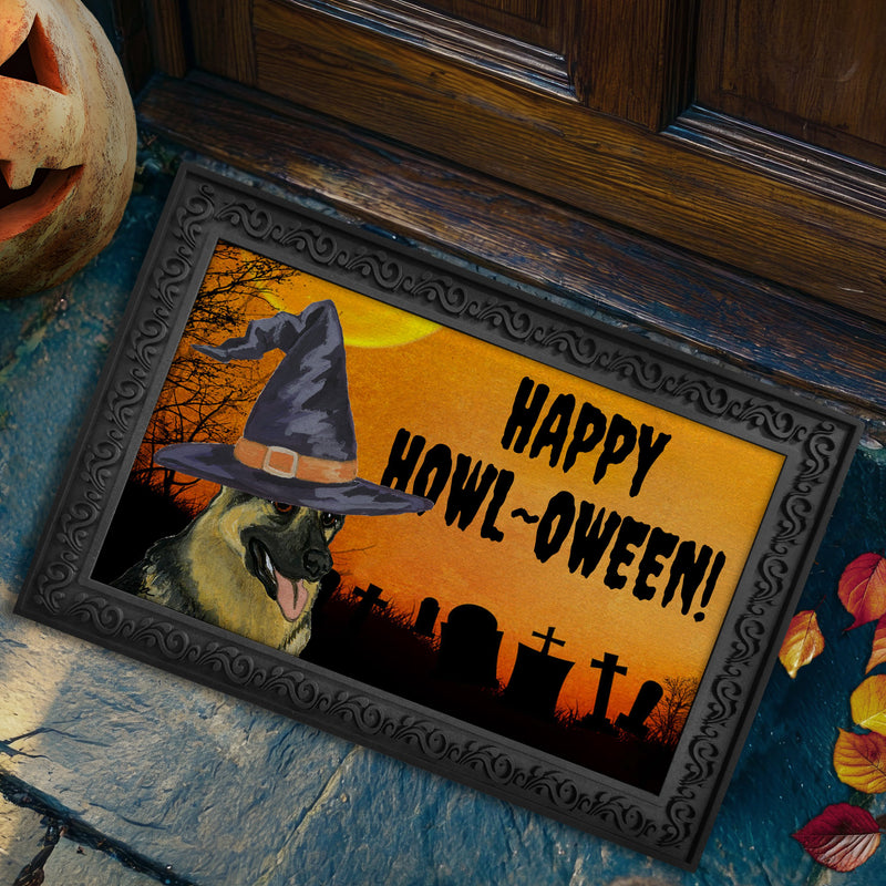 German Shepherd Dog HAPPY HOWL-OWEEN Welcome Mat