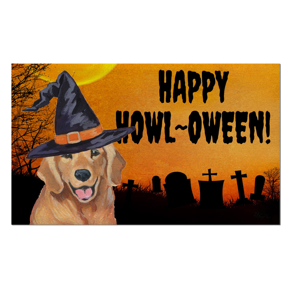 Golden Retriever HAPPY HOWL-OWEEN Welcome Mat