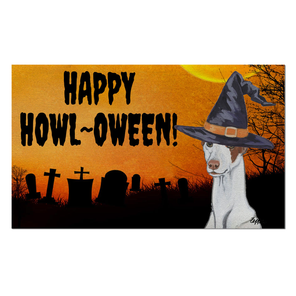 Ibizan Hound HAPPY HOWL-OWEEN Welcome Mat