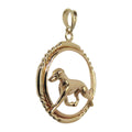 Whippet in 14K Gold Braided Circle Pendant