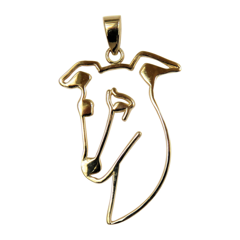Whippet in 14K Gold Silhoutte Head Pendant